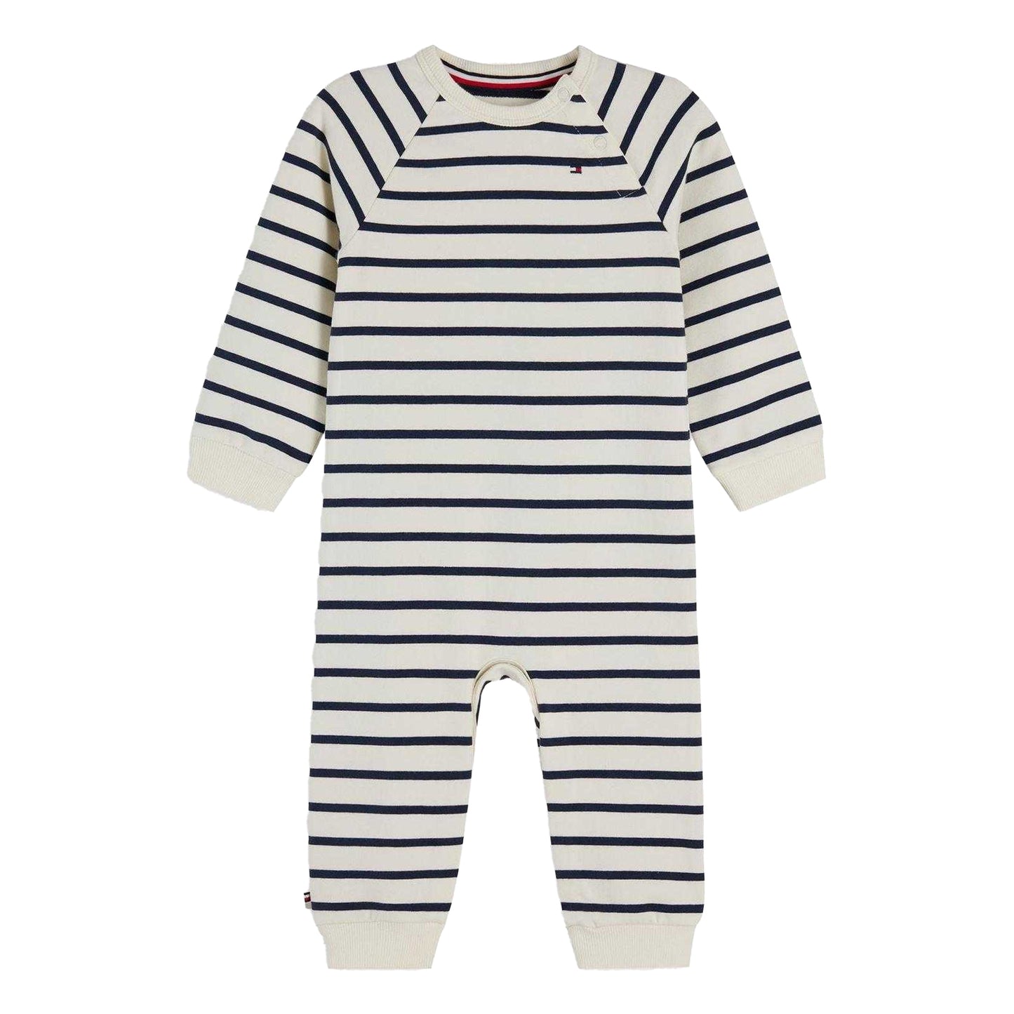 White - Front - Tommy Hilfiger Baby Striped Sleepsuit
