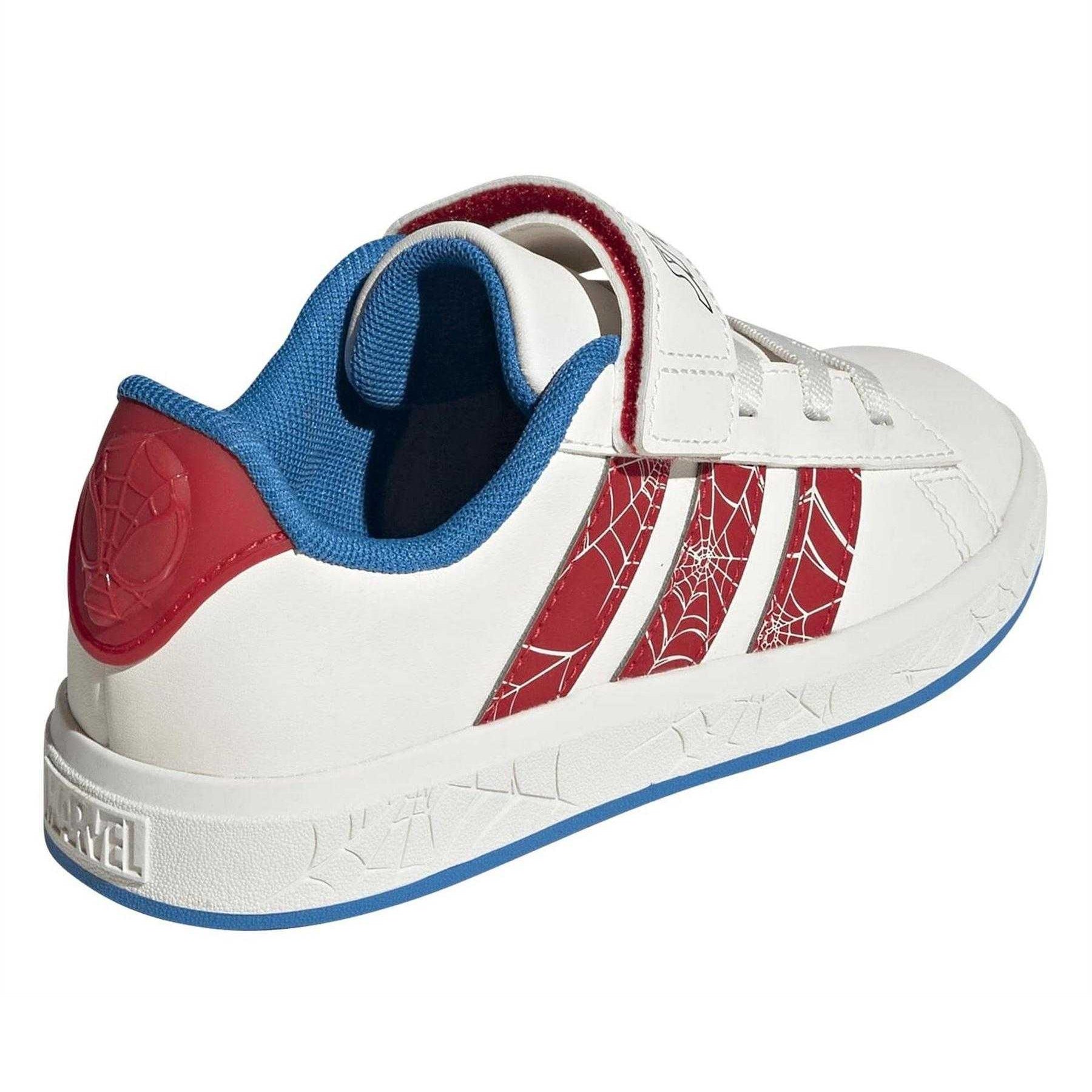 Cloud White - Back - Adidas Childrens-Kids Grand Court Spider-Man Trainers