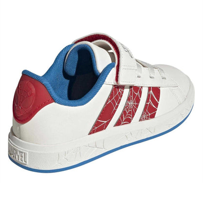 Cloud White - Back - Adidas Childrens-Kids Grand Court Spider-Man Trainers