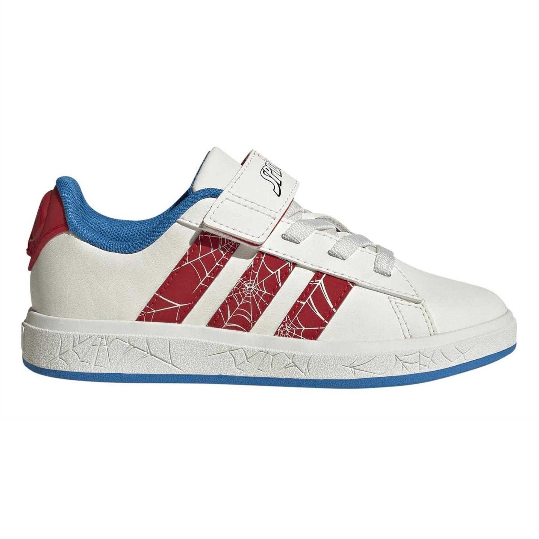 Cloud White - Front - Adidas Childrens-Kids Grand Court Spider-Man Trainers