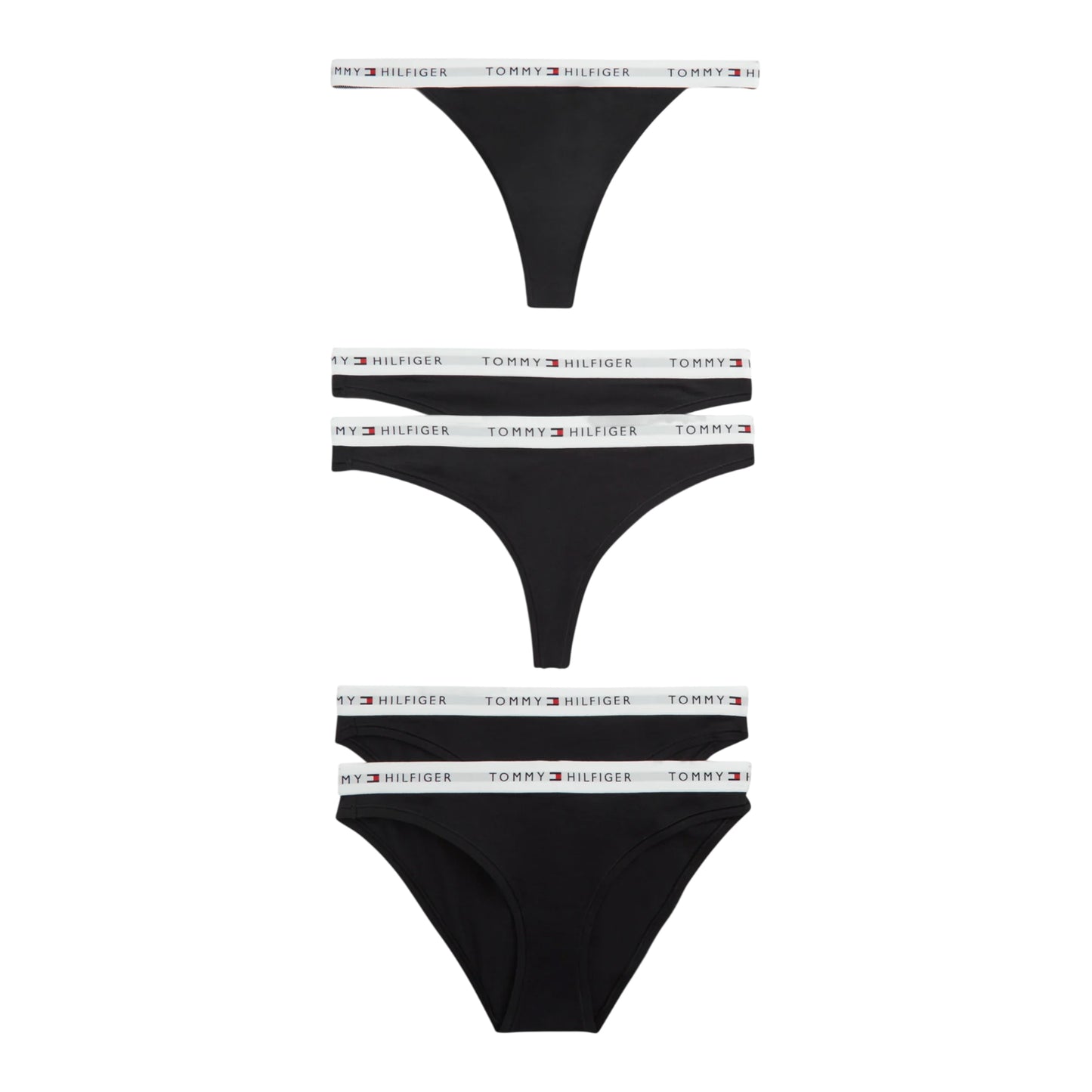 Black - Front - Tommy Hilfiger Womens-Ladies Underwear (Pack of 5)