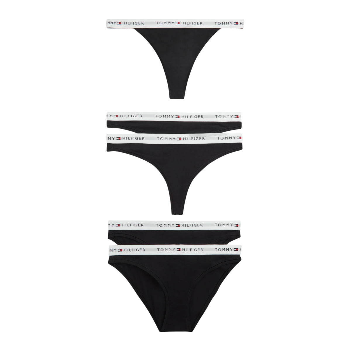 Black - Front - Tommy Hilfiger Womens-Ladies Underwear (Pack of 5)