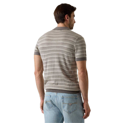 Storm-Sand - Back - Guess Mens Knitted Tailored Short-Sleeved Polo Shirt