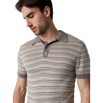 Storm-Sand - Side - Guess Mens Knitted Tailored Short-Sleeved Polo Shirt