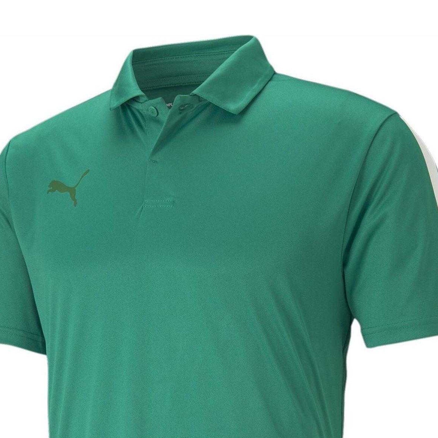 Green-White - Side - Puma Mens TeamLIGA Sideline Polo Shirt