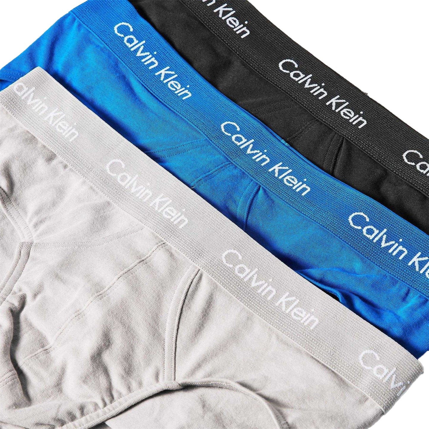 Black-Grey-Blue - Side - Calvin Klein Mens Cotton Blend Briefs (Pack of 3)
