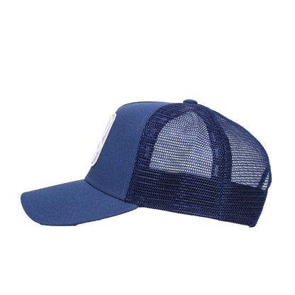 Blue - Side - Societe Noir Mens Box Logo Trucker Cap