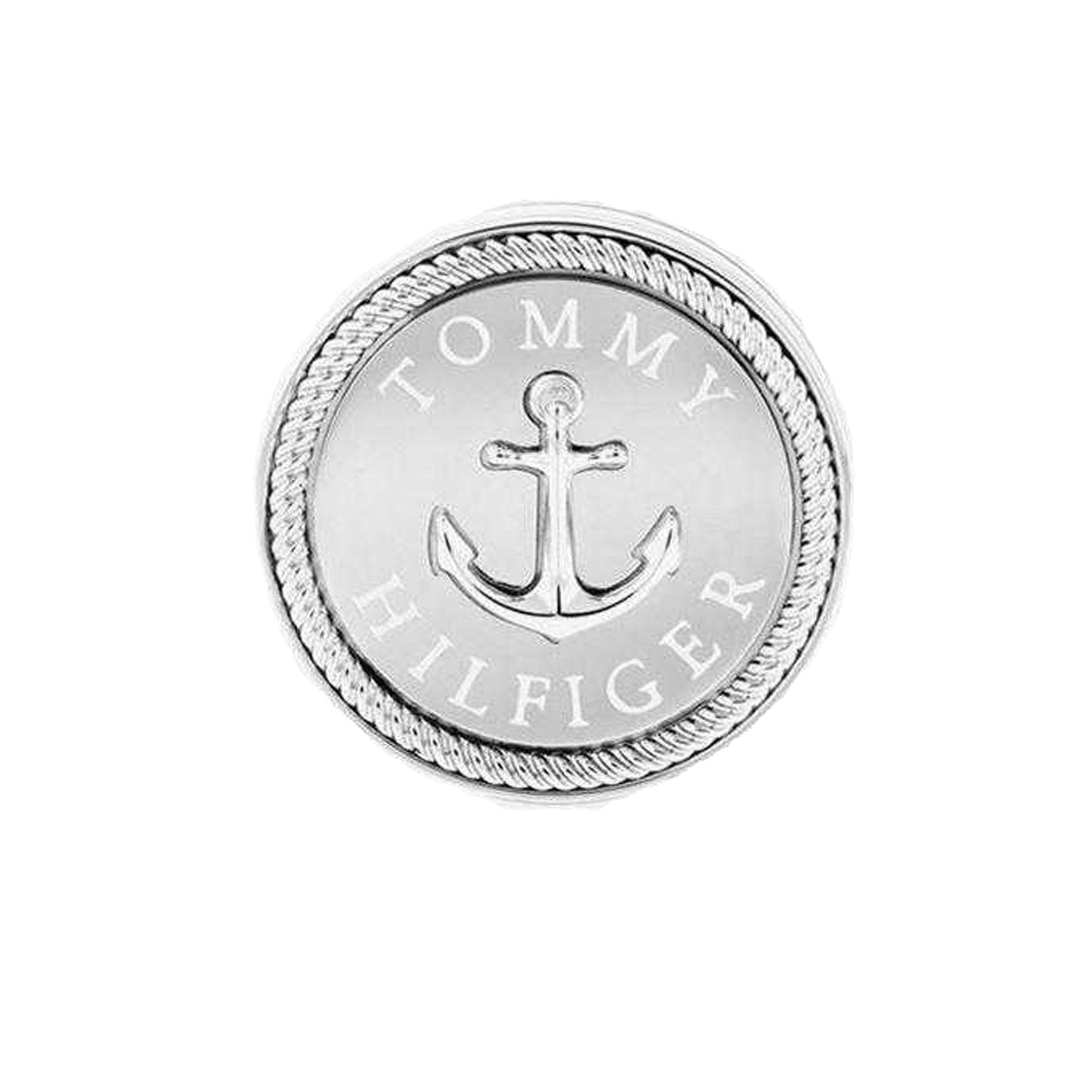Silver - Back - Tommy Hilfiger Mens Stainless Steel Anchor Cufflinks