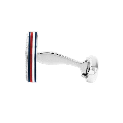 Silver - Side - Tommy Hilfiger Mens Stainless Steel Anchor Cufflinks