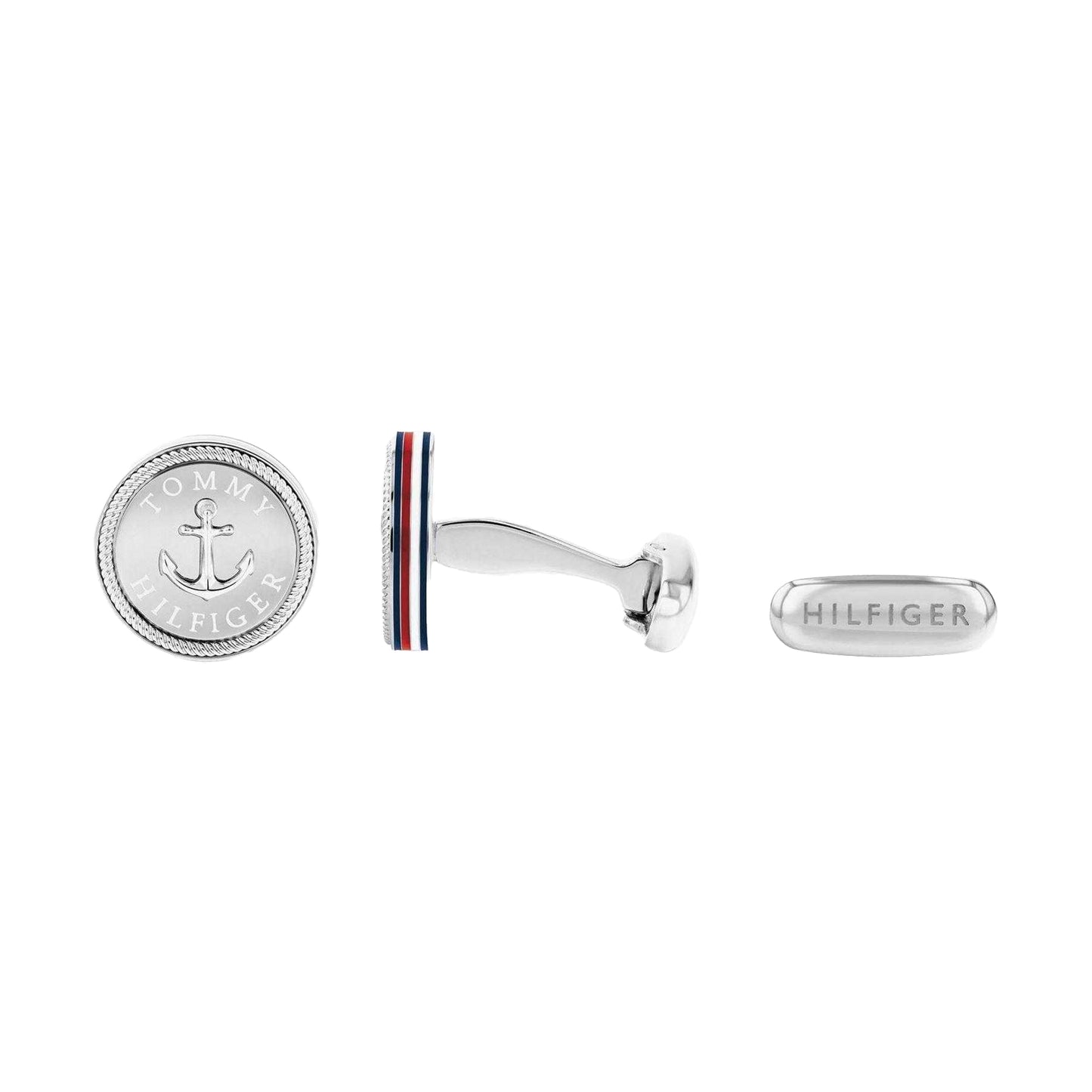 Silver - Front - Tommy Hilfiger Mens Stainless Steel Anchor Cufflinks