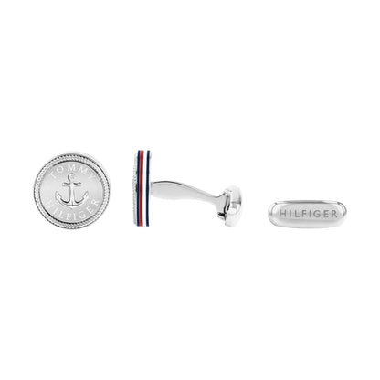Silver - Front - Tommy Hilfiger Mens Stainless Steel Anchor Cufflinks