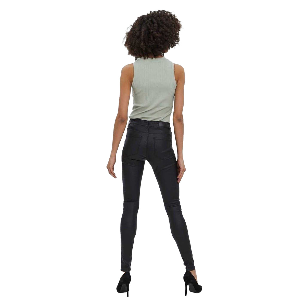 Black - Back - Vero Moda Womens-Ladies Plain Skinny Trousers