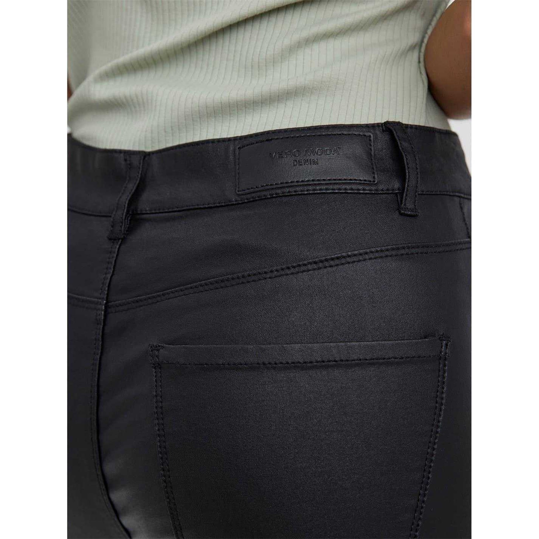 Black - Side - Vero Moda Womens-Ladies Plain Skinny Trousers