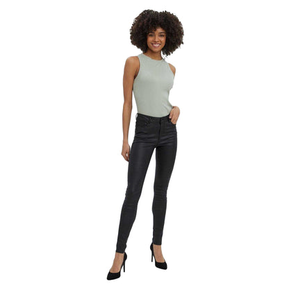 Black - Pack Shot - Vero Moda Womens-Ladies Plain Skinny Trousers