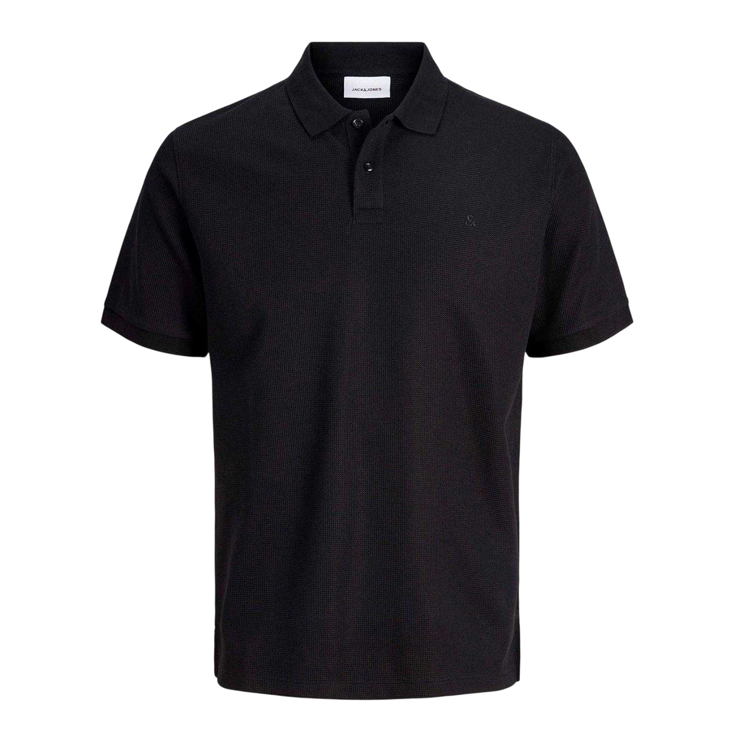 Black - Front - Jack And Jones Mens Austin Waffle Polo Shirt