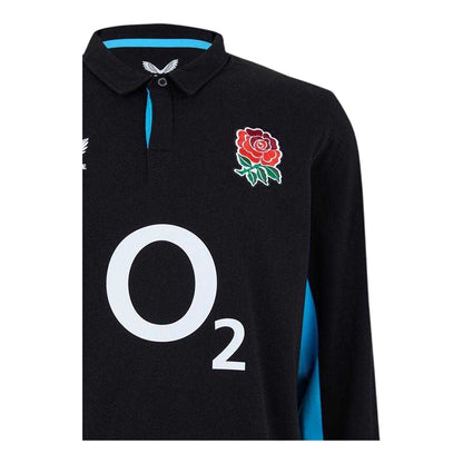 Black-Blue - Side - Castore Mens 2025 England Rugby Long-Sleeved Polo Shirt