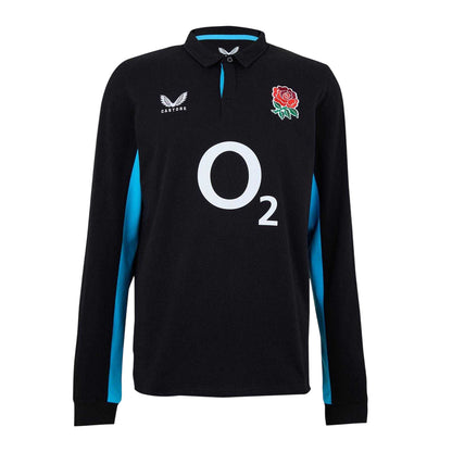 Black-Blue - Front - Castore Mens 2025 England Rugby Long-Sleeved Polo Shirt