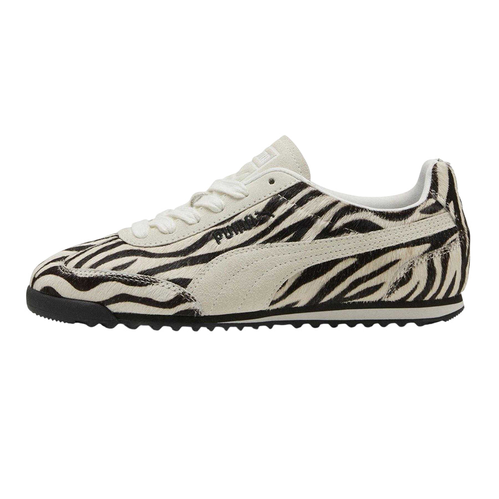 Black-White - Back - Puma Womens-Ladies Zebra Leather Low Trainers
