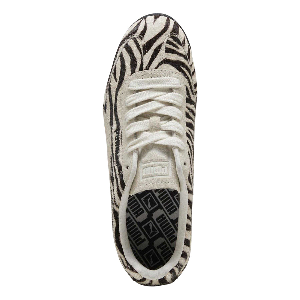Black-White - Side - Puma Womens-Ladies Zebra Leather Low Trainers