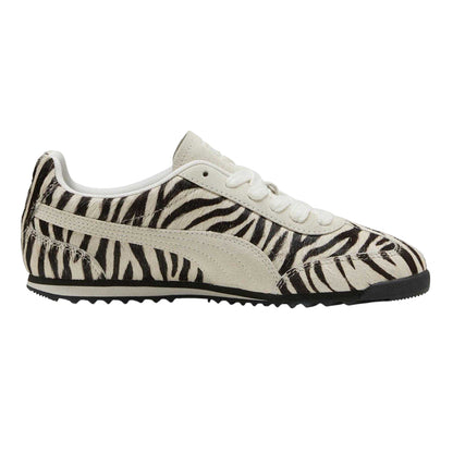 Black-White - Front - Puma Womens-Ladies Zebra Leather Low Trainers