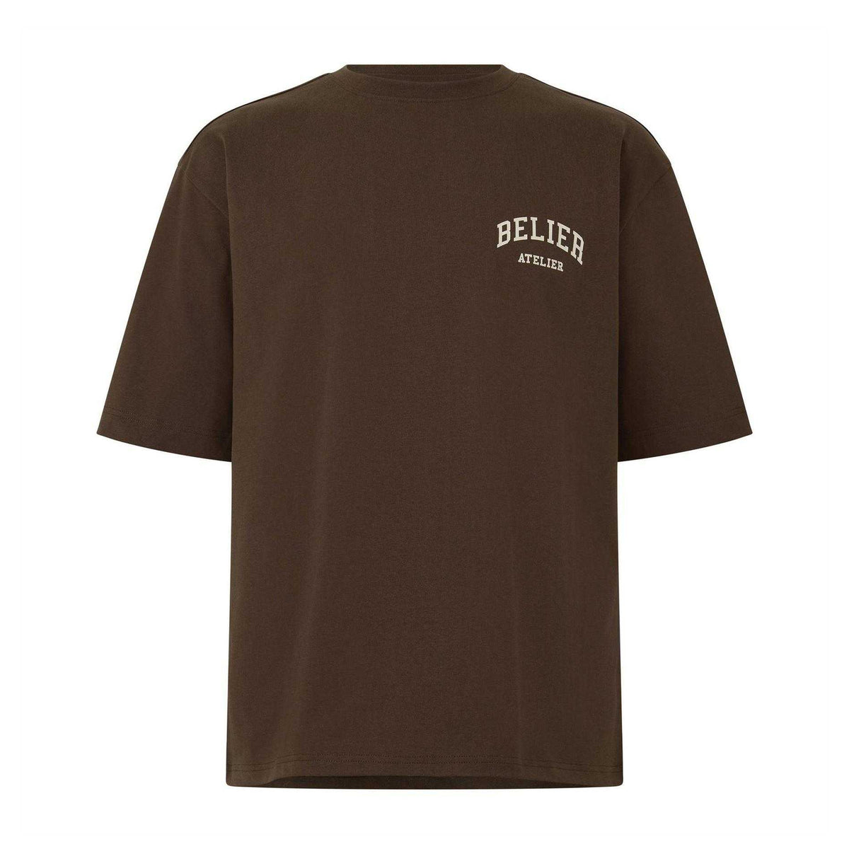 Brown-Ecru - Front - Belier Mens Campus Atelier T-Shirt