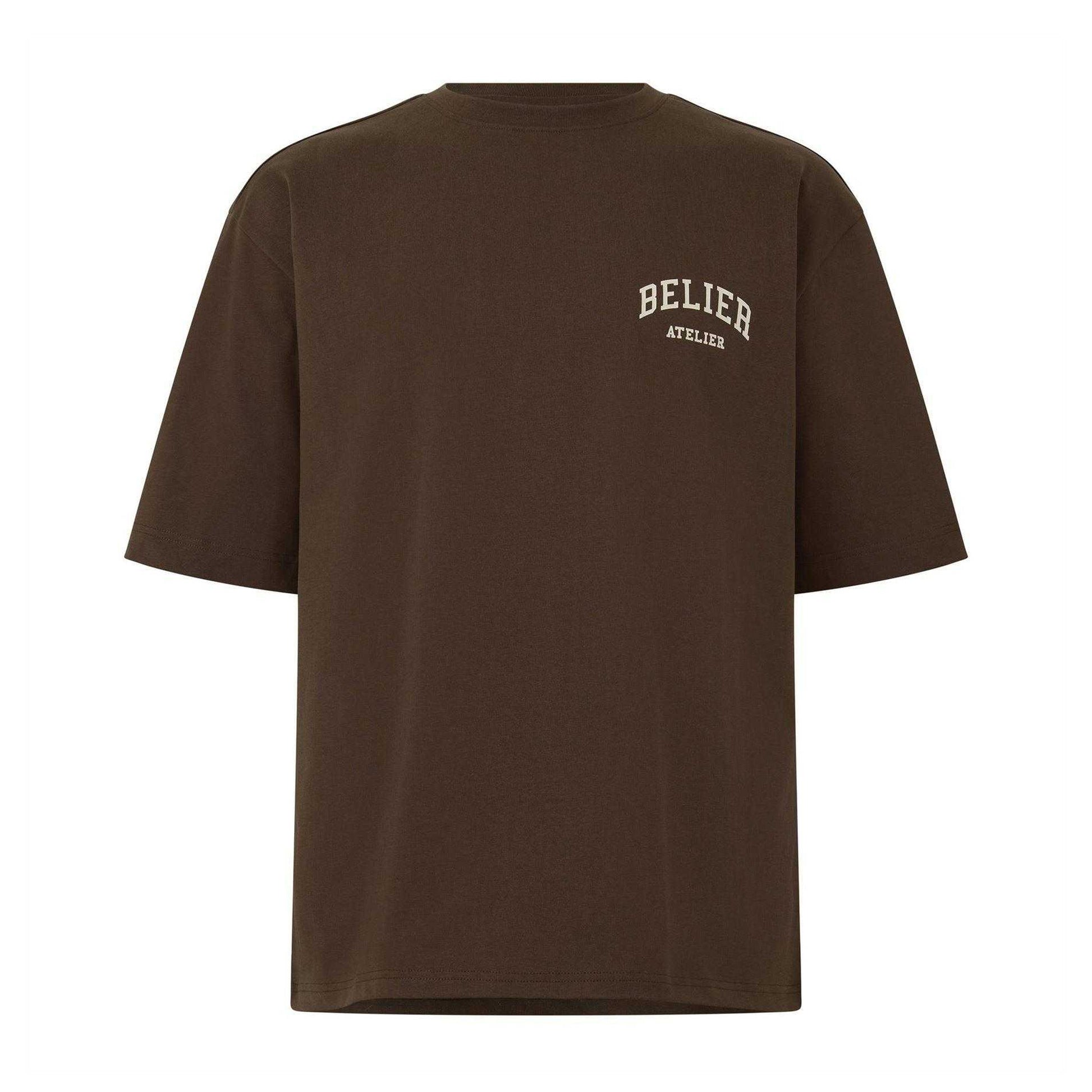 Brown-Ecru - Front - Belier Mens Campus Atelier T-Shirt
