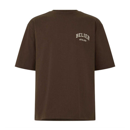 Brown-Ecru - Front - Belier Mens Campus Atelier T-Shirt