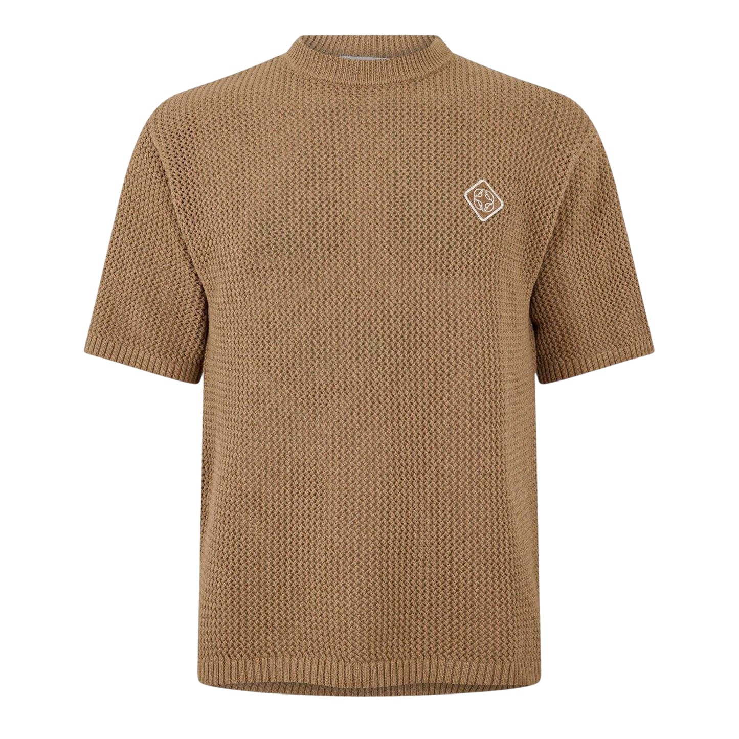 Mocha - Front - Belier Mens Logo Knitted T-Shirt