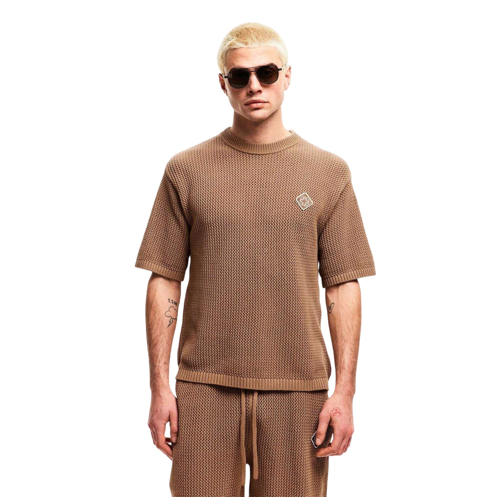 Mocha - Side - Belier Mens Logo Knitted T-Shirt