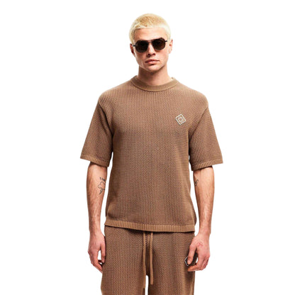 Mocha - Side - Belier Mens Logo Knitted T-Shirt
