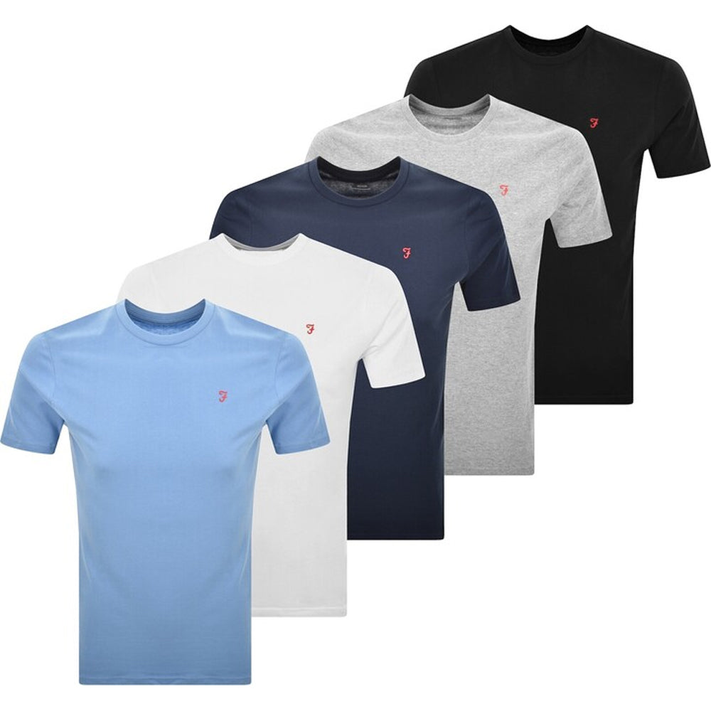 Multicoloured - Front - Farah Mens Genero T-Shirt (Pack of 5)