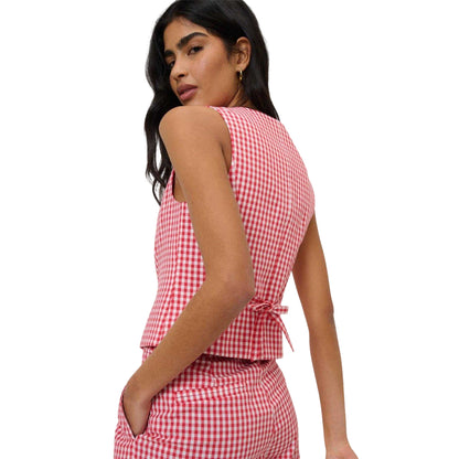 Red - Back - Nobody´s Child Womens-Ladies Gingham Crop Top