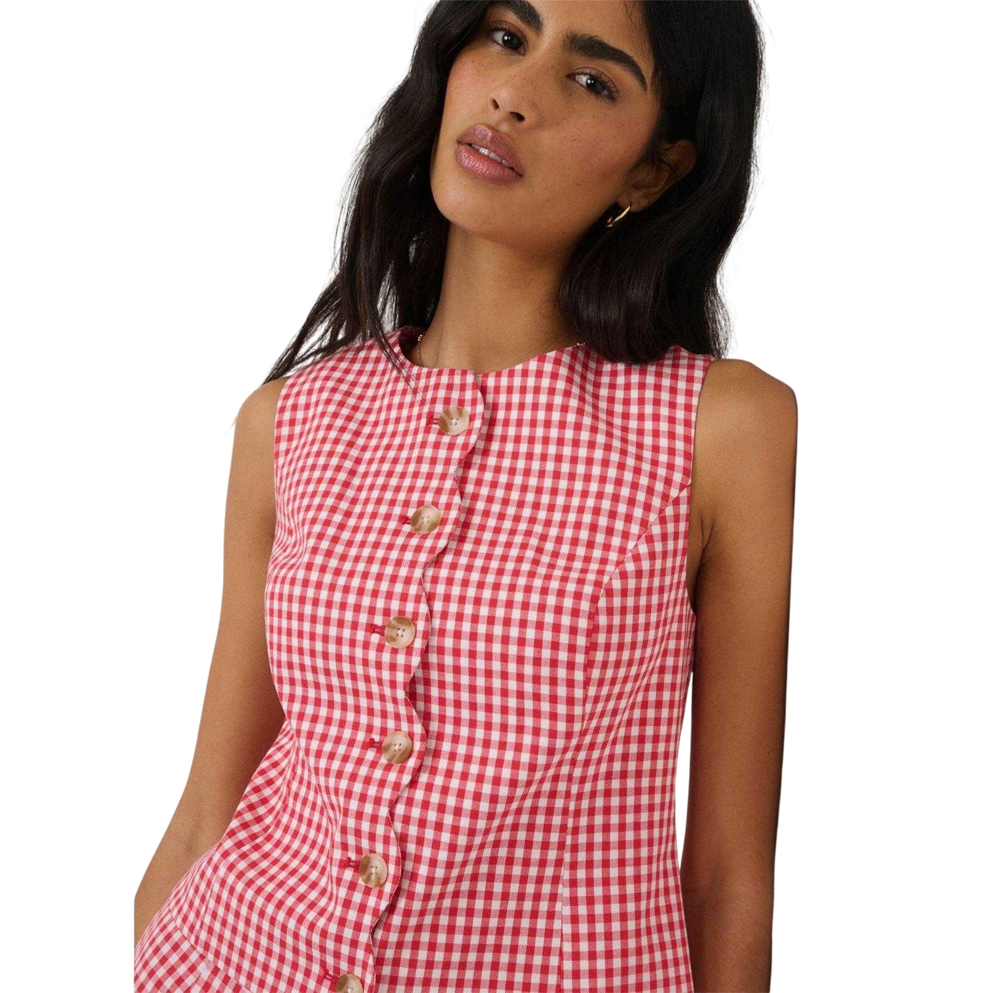 Red - Side - Nobody´s Child Womens-Ladies Gingham Crop Top