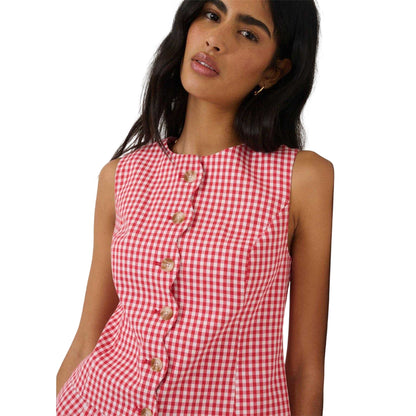 Red - Side - Nobody´s Child Womens-Ladies Gingham Crop Top
