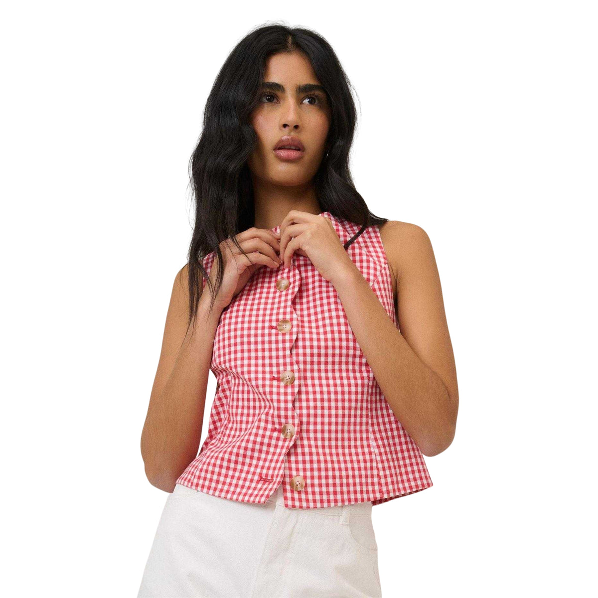 Red - Front - Nobody´s Child Womens-Ladies Gingham Crop Top