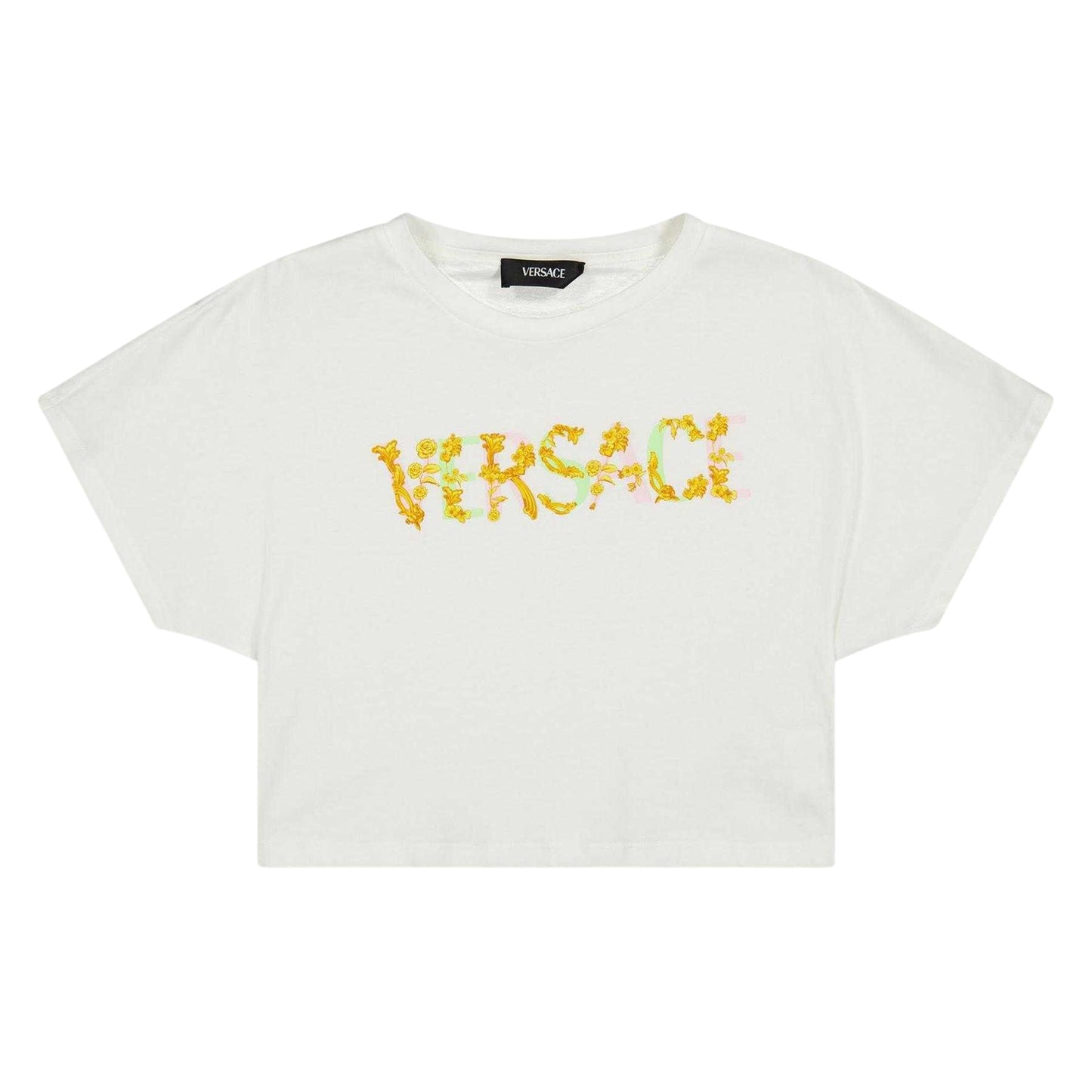 White - Front - Versace Girls Soft Crop Top