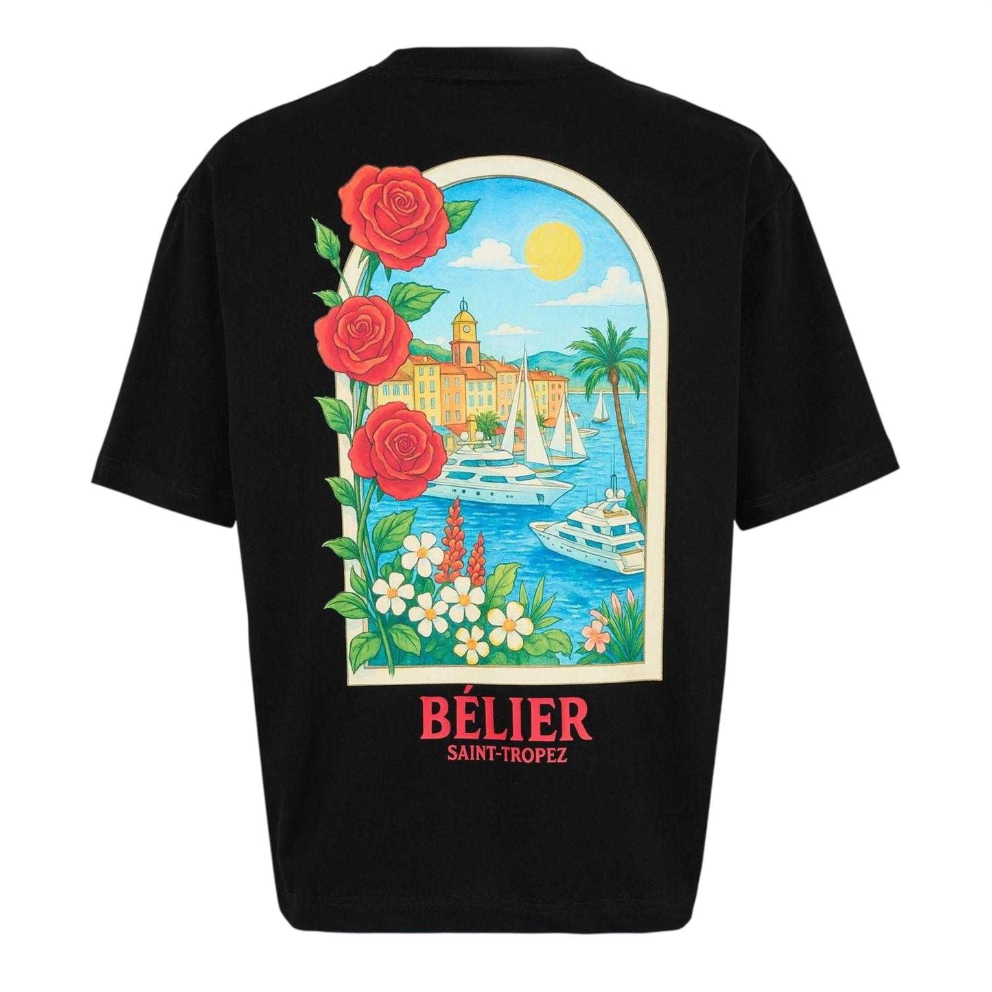 Black - Back - Belier Mens St. Tropez Arch Graphic Print T-Shirt