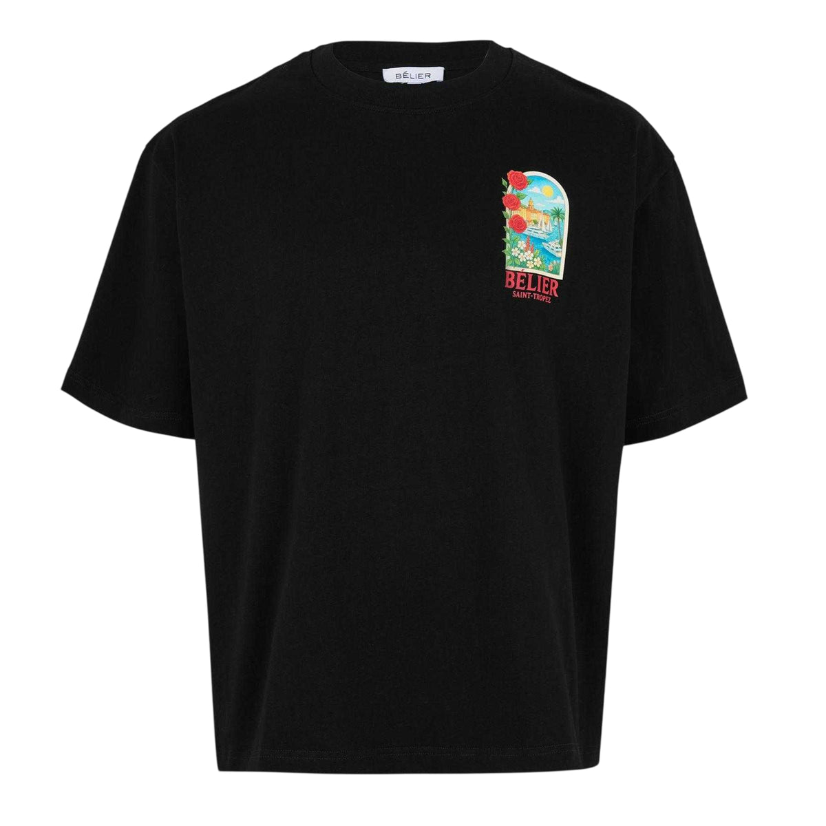 Black - Front - Belier Mens St. Tropez Arch Graphic Print T-Shirt