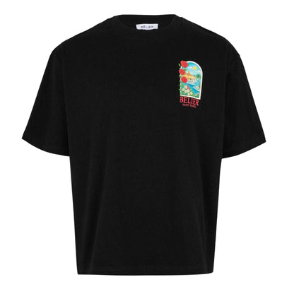 Black - Front - Belier Mens St. Tropez Arch Graphic Print T-Shirt