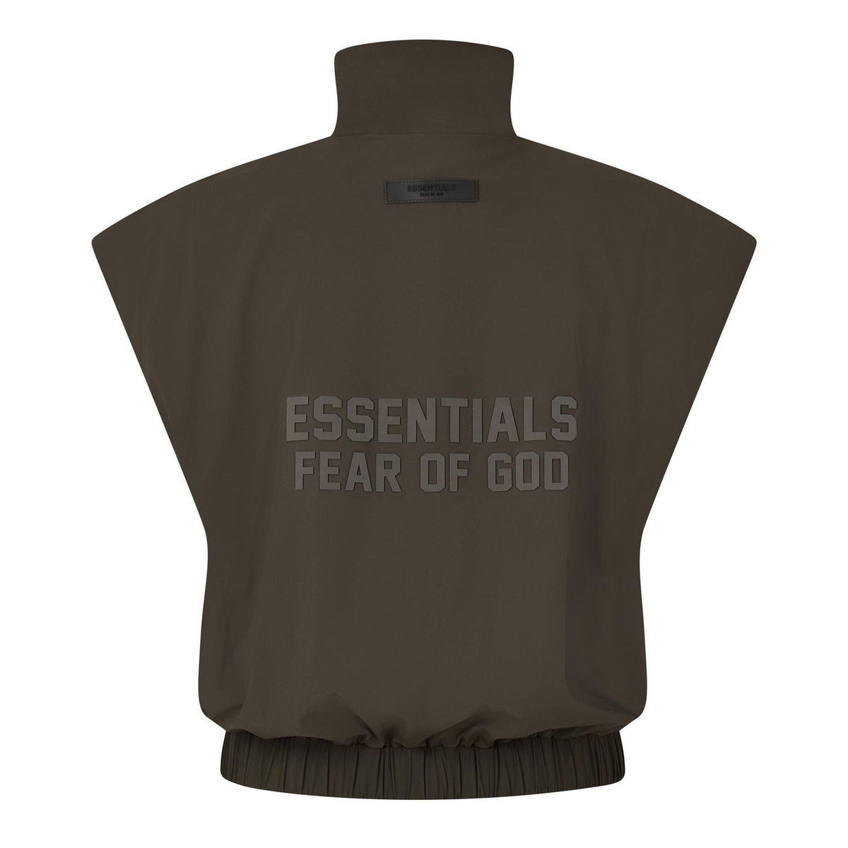 Off Black - Back - Fear Of God Essentials Womens-Ladies Full Zip Sleeveless Crop Top