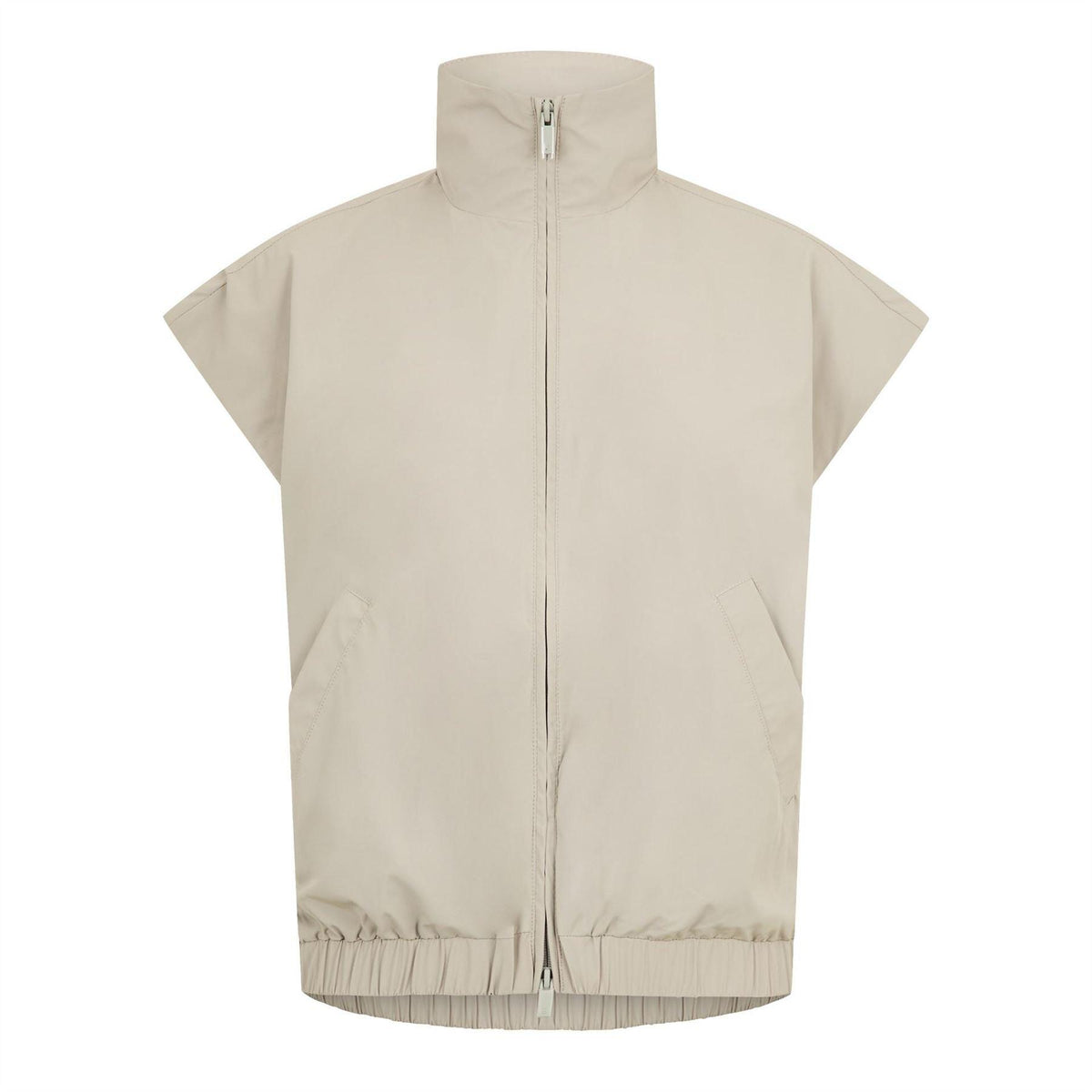 Seal Grey - Front - Fear Of God Essentials Womens-Ladies Full Zip Sleeveless Crop Top