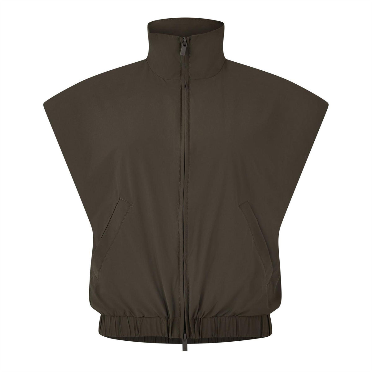 Off Black - Front - Fear Of God Essentials Womens-Ladies Full Zip Sleeveless Crop Top
