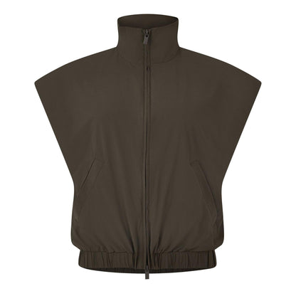 Off Black - Front - Fear Of God Essentials Womens-Ladies Full Zip Sleeveless Crop Top
