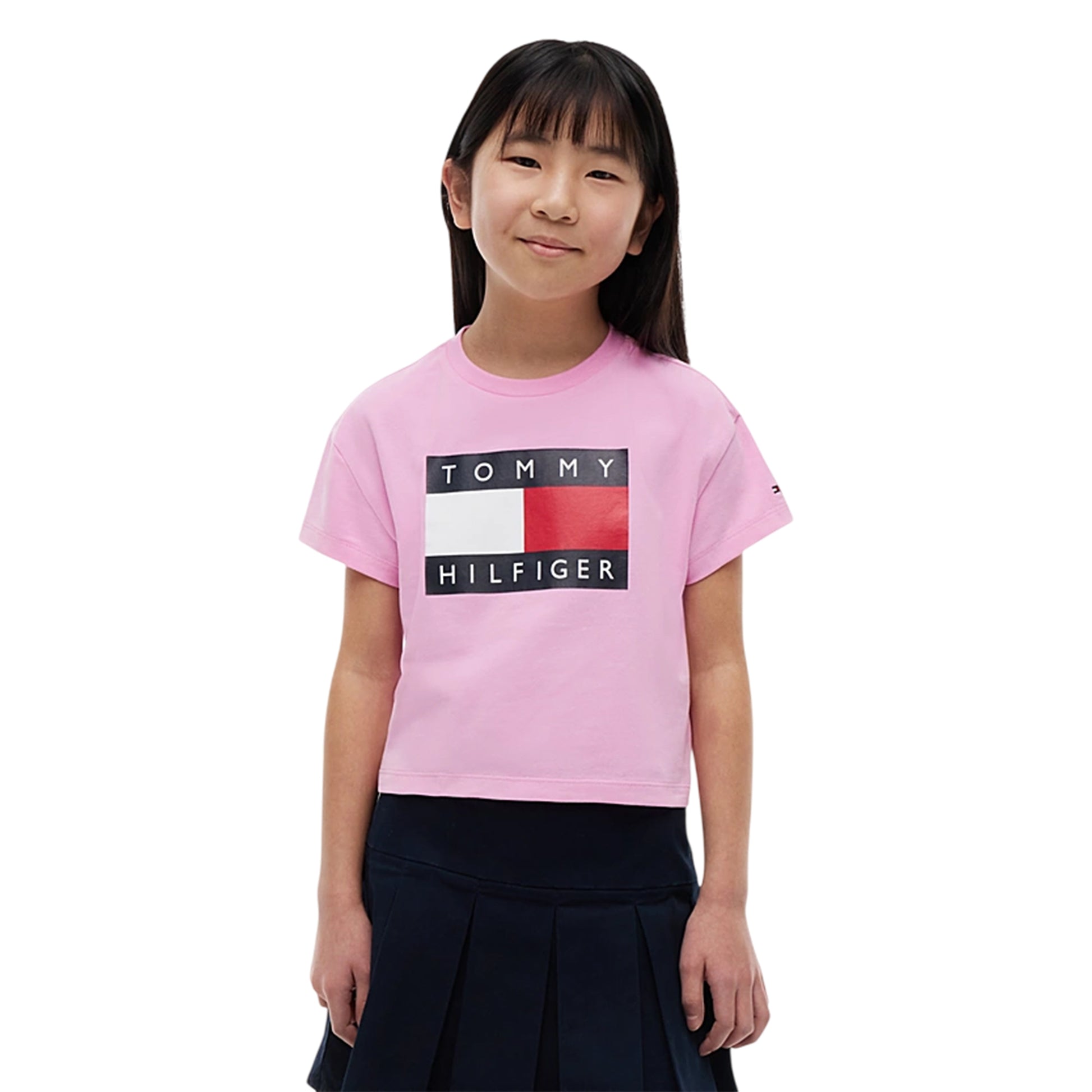 Pink - Side - Tommy Hilfiger Girls Cotton Crop Top