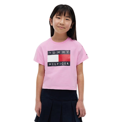 Pink - Side - Tommy Hilfiger Girls Cotton Crop Top