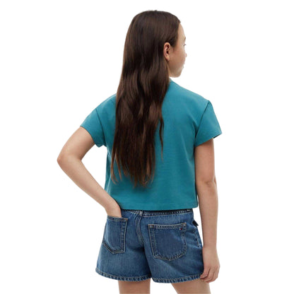Teal - Back - Tommy Hilfiger Girls Cotton Crop Top
