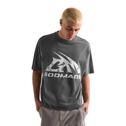 Washed Grey - Lifestyle - GodMade Mens Logo Cotton Regular T-Shirt