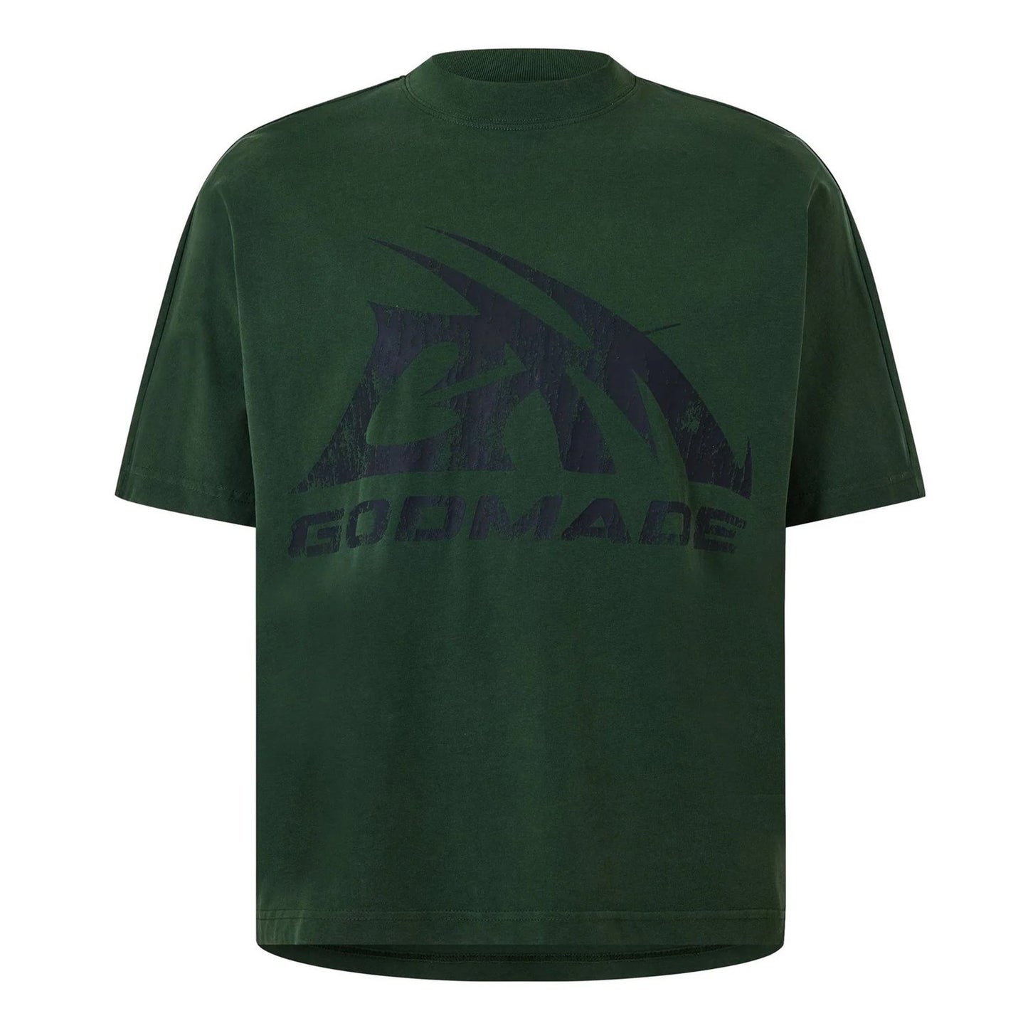 Washed Green - Front - GodMade Mens Logo Cotton Regular T-Shirt