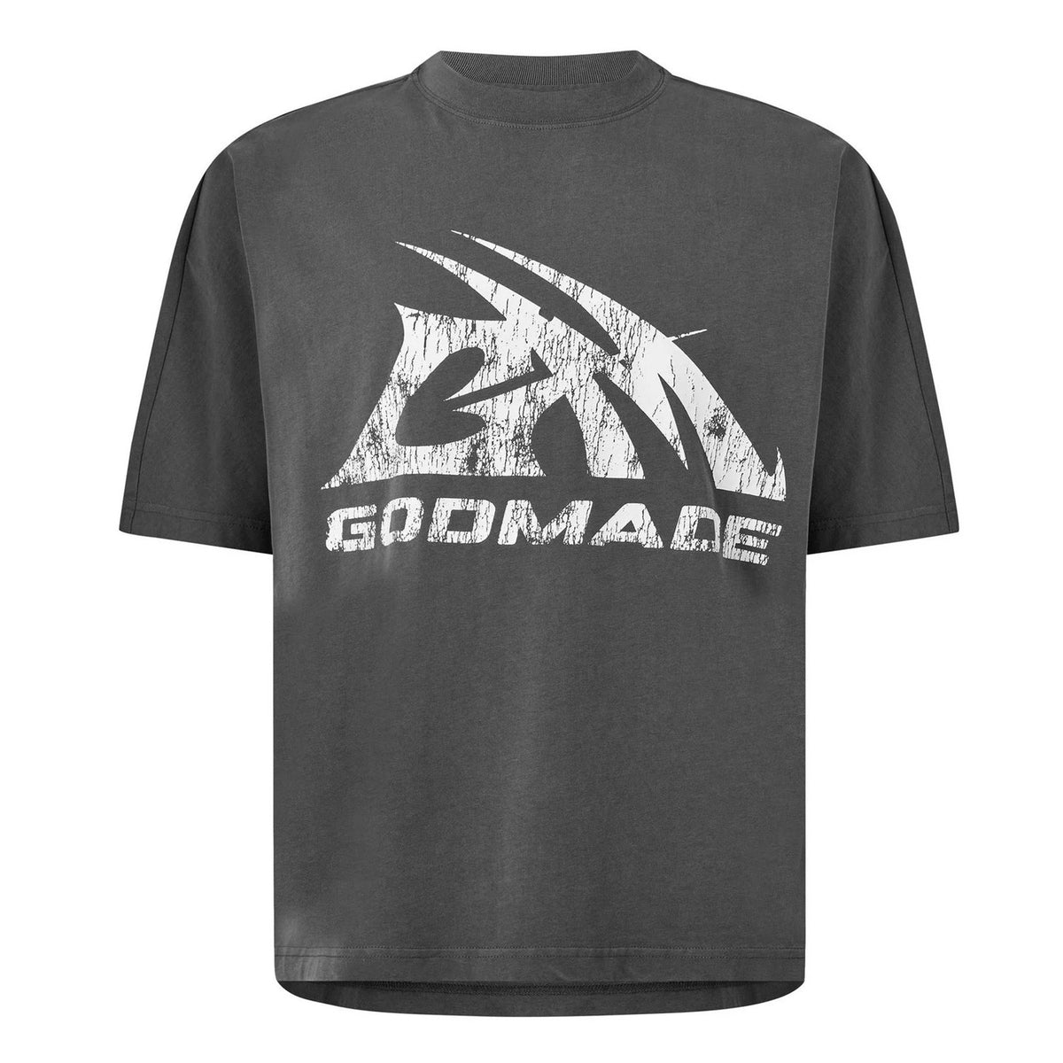 Washed Grey - Front - GodMade Mens Logo Cotton Regular T-Shirt