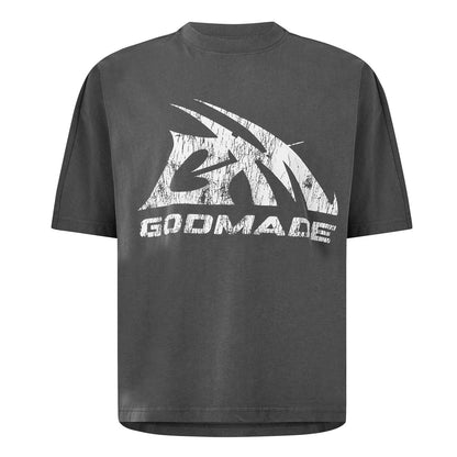 Washed Grey - Front - GodMade Mens Logo Cotton Regular T-Shirt